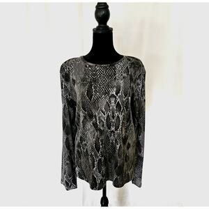 Jones New York Signature Snake Print Long Sleeve Tee - XL